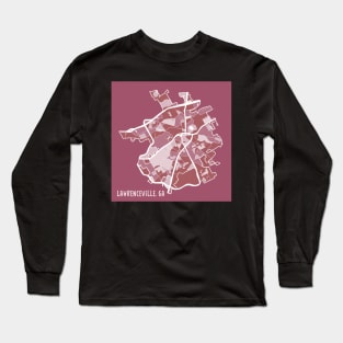 Lawrenceville, GA Map In Cranberry Long Sleeve T-Shirt